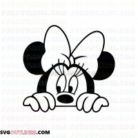 Minnie peeking 2 Mickey Mouse outline svg dxf eps pdf png