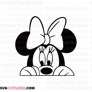 Minnie peeking Mickey Mouse outline svg dxf eps pdf png