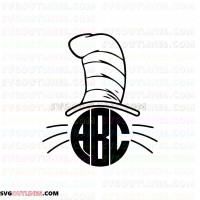 Monogram Cat Dr Seuss The Cat in the Hat outline svg dxf eps pdf png