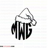 Monogram Christmas Dr Seuss The Cat in the Hat outline svg dxf eps pdf png