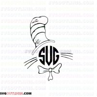 Monogram Cravat Dr Seuss The Cat in the Hat outline svg dxf eps pdf png