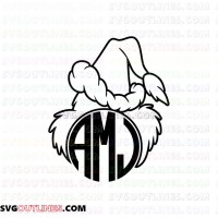 Monogram Face Christmas Dr Seuss The Cat in the Hat outline svg dxf eps pdf png