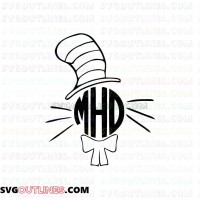 Monogram Hat Cravat Dr Seuss The Cat in the Hat 2 outline svg dxf eps pdf png