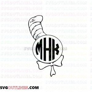 Monogram and circle Dr Seuss The Cat in the Hat outline svg dxf eps pdf png