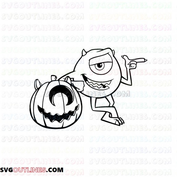 Monsters Inc Mike Wazowski pumpkin outline svg dxf eps pdf png