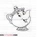 Mrs Potts Beauty and the Beast outline svg dxf eps pdf png