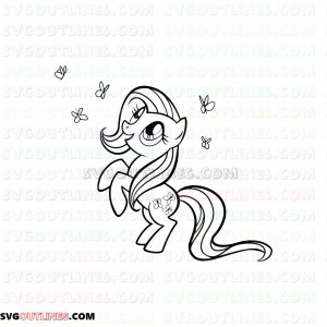 My Little Pony fluttershy with butterflies outline svg dxf eps pdf png