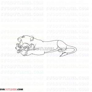 Nala and baby simba the lion king outline svg dxf eps pdf png