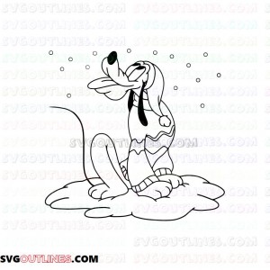 Pluto Santa Christmas Mickey Mouse outline svg dxf eps pdf png