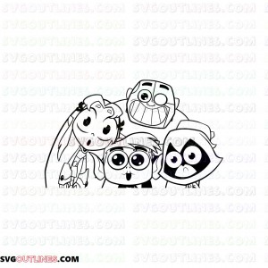 Raven and Starfire and Cyborg and Beast Boy Teen Titans Go outline svg dxf eps pdf png