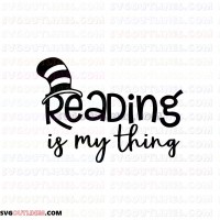 Reading is my Thing Dr Seuss The Cat in the Hat outline svg dxf eps pdf png