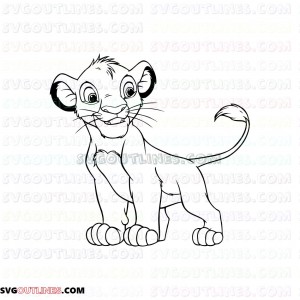 Simba The Lion King 15 outline svg dxf eps pdf png