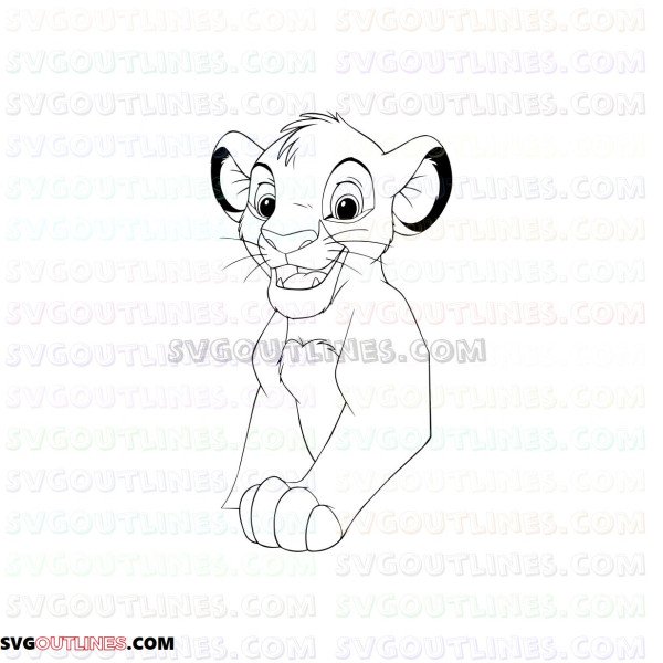 Simba The Lion King 23 outline svg dxf eps pdf png