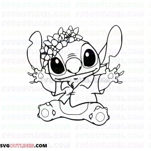 Stitch Shirt in Hawaiian Lilo and Stitch outline svg dxf eps pdf png