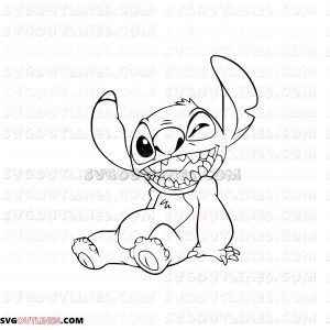 Stitch Smiling Lilo and Stitch outline svg dxf eps pdf png