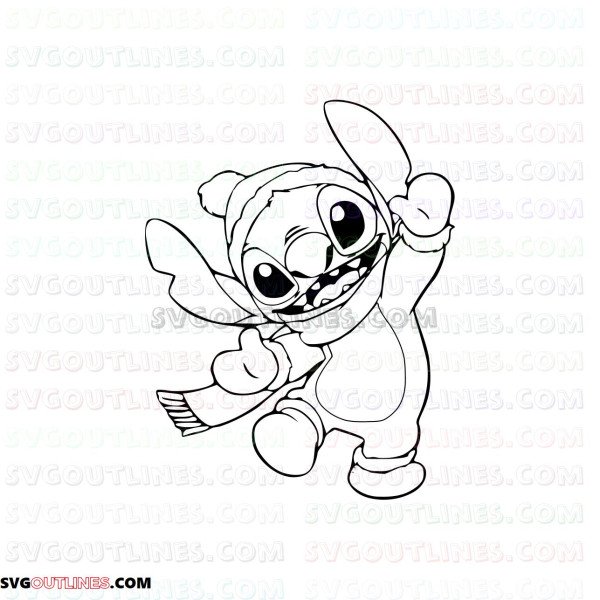 Stitch Winter Lilo and Stitch outline svg dxf eps pdf png