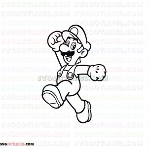 Super Mario Bros luigi winner outline svg dxf eps pdf png