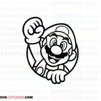 Super Mario Bros waving his hand Through a Circle 2 outline svg dxf eps pdf png