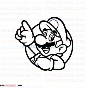 Super Mario Bros waving his hand Through a Circle outline svg dxf eps pdf png