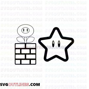 Super Mario Flower Power and Star outline svg dxf eps pdf png