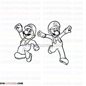 Super Mario and Luigi outline svg dxf eps pdf png