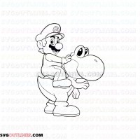 Super Mario with Yoshi outline svg dxf eps pdf png