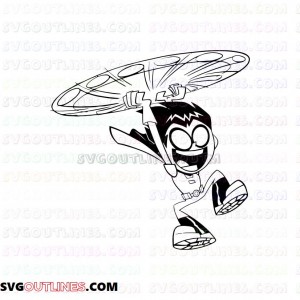 Teen Titans Go Robin Flaying outline svg dxf eps pdf png