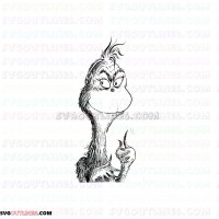 The Grinch Face Dr Seuss The Cat in the Hat outline svg dxf eps pdf png