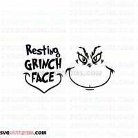 The Grinch Resting Face Christmas Santa Hat Dr Seuss The Cat in the Hat outline svg dxf eps pdf png