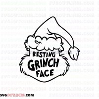 The Grinch SVG Files Resting Grinch Face Design Christmas Santa Hat outline svg dxf eps pdf png