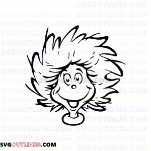 Thing 1 Face Happy Dr Seuss The Cat in the Hat outline svg dxf eps pdf png