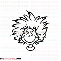 Thing 2 Face smiley Dr Seuss The Cat in the Hat outline svg dxf eps pdf png