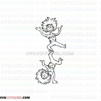 Thing one 1 and Thing two 2 Upside down Dr Seuss The Cat in the Hat outline svg dxf eps pdf png