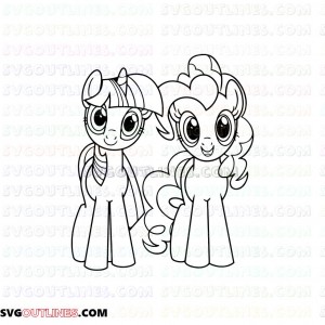 Twilight Sparkle and Pinkie Pie My Little Pony outline svg dxf eps pdf png
