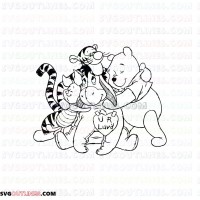 Winnie the Pooh and friends outline svg dxf eps pdf png