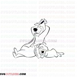 Yogi Bear and Boo Boo sleeping outline svg dxf eps pdf png