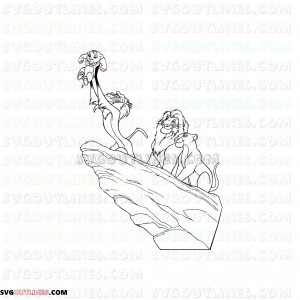 mufasa and Nala and baby simba the lion king outline svg dxf eps pdf png