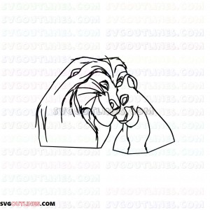 mufasa and Nala the lion king 1 outline svg dxf eps pdf png