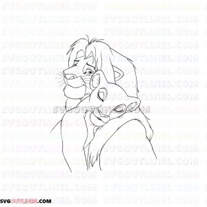 mufasa and Nala the lion king 2 outline svg dxf eps pdf png