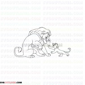 mufasa and baby simba the lion king 1 outline svg dxf eps pdf png