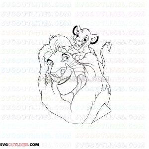 mufasa and baby simba the lion king 2 outline svg dxf eps pdf png