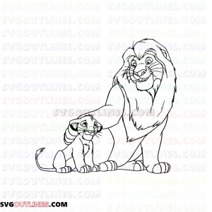 mufasa and baby simba the lion king 4 outline svg dxf eps pdf png