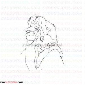 mufasa and baby simba the lion king 5 outline svg dxf eps pdf png