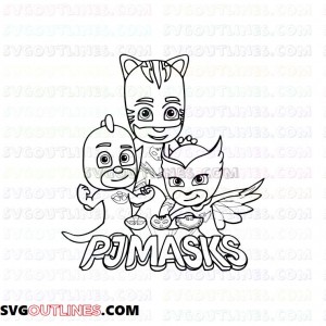 pj masks silhouettes 4 PJ Masks outline svg dxf eps pdf png