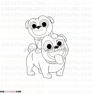 puppy dog pals Rolly and Bingo very happy outline svg dxf eps pdf png